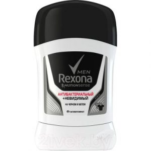 Антиперспирант-стик Rexona Men антибактериальный невидимый на черном и белом