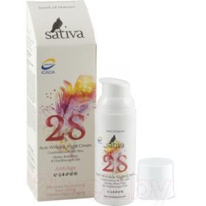 Крем для лица Sativa №28 флюид ночной для профилактики и коррекции морщин