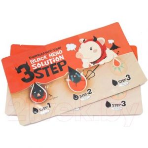 Маска для лица тканевая Elizavecca Black Solution 3 Step Nose Strip патчи для удаления черных точек