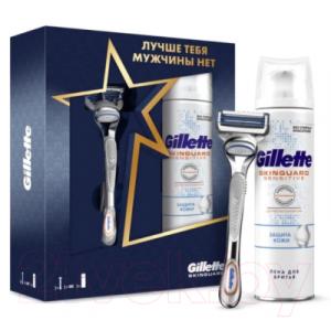 Набор для бритья Gillette Skinguard Sensitive Станок+1смен кас+Пена д/бритья экстракт Алоэ