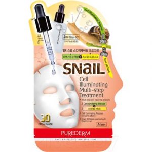 Набор масок для лица Purederm Snail Cell Illuminating Multi-step Treatment Двухшаговая