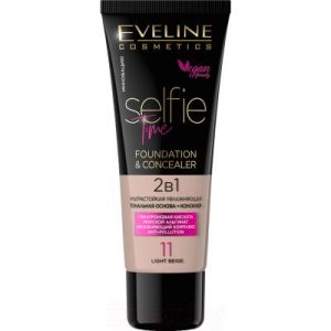 Тональный крем Eveline Cosmetics Selfie Time ультрастойкая увлажняющая основа 2 в 1 11 Light Beig