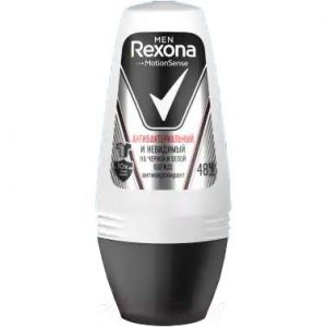 Антиперспирант шариковый Rexona Men антибактериальный невидимый на черном и белом