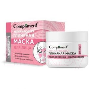 Маска для лица кремовая Compliment Увлажняющая глиняная с розовой глиной и маслом