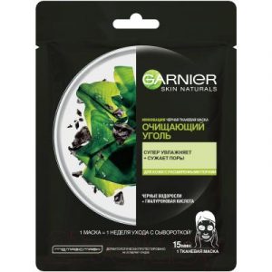 Маска для лица тканевая Garnier Угольная сужающая поры