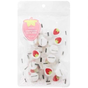 Маска для лица тканевая Miniso Прессованная Клубника / 1290