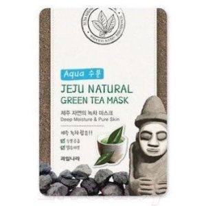 Маска для лица тканевая Welcos Jeju Nature's Green Tea Mask успокаивающая