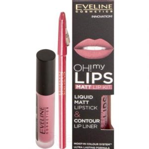 Набор декоративной косметики Eveline Cosmetics Помада Oh My Lips №3+карандаш д/губ Max Colour 23 Rose Nude