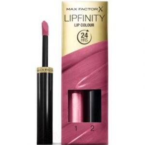 Набор декоративной косметики Max Factor Lipfinity Помада Lip Colour+Блеск Moisturising Top Coat тон 055