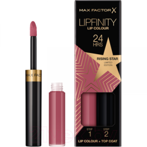 Набор декоративной косметики Max Factor Lipfinity Помада Lip Colour+Блеск Moisturising Top Coat тон 084