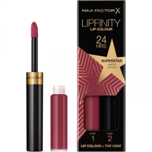 Набор декоративной косметики Max Factor Lipfinity Помада Lip Colour+Блеск Moisturising Top Coat тон 086