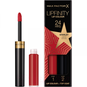 Набор декоративной косметики Max Factor Lipfinity Помада Lip Colour+Блеск Moisturising Top Coat тон 088