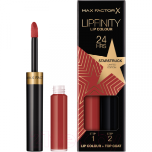 Набор декоративной косметики Max Factor Lipfinity Помада Lip Colour+Блеск Moisturising Top Coat тон 090