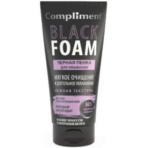 Пенка для умывания Compliment Black Foam черная мягкое очищение и длительное увлажнение