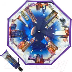 Зонт складной Moschino 7002-OCQ Romantic City Purple