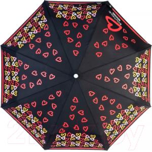 Зонт складной Moschino 7011-OCA Boutique hearts Black
