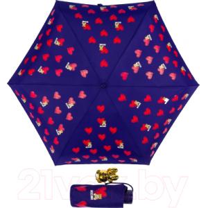 Зонт складной Moschino 8127-superminiF Hearts and bears Blue
