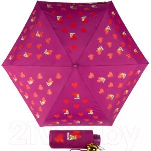 Зонт складной Moschino 8127-superminiX Hearts and bears Bordeaux
