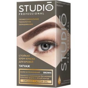 Набор для окрашивания бровей Studio Professional С эффектом татуажа Темно-коричн Краска+Оксидант